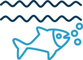 Fish Line Blue Two Color Icon vector