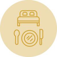 Bed And Breakfast Line Yellow Circle Icon vector