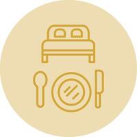 Bed And Breakfast Line Yellow Circle Icon vector