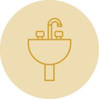 lavabo línea amarillo circulo icono vector