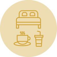 Bed And Breakfast Line Yellow Circle Icon vector