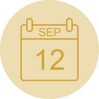 September Line Yellow Circle Icon vector