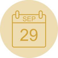 September Line Yellow Circle Icon vector