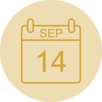 September Line Yellow Circle Icon vector