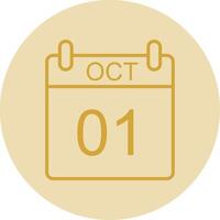 October Line Yellow Circle Icon vector