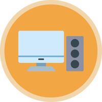 Desktop Computer Flat Multi Circle Icon vector