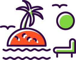 Sunset On Beach filled Design Icon vector