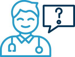 Health Question Line Blue Two Color Icon vector