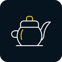 Tea Pot Line Red Circle Icon vector