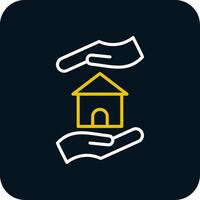 Home Insurance Line Yellow White Icon vector