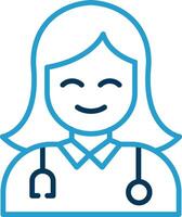 Female Doctor Line Blue Two Color Icon vector