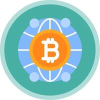 global bitcoin plano multi circulo icono vector