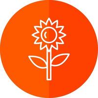 Sunflower Line Red Circle Icon vector