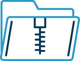 Zip Folder Line Blue Two Color Icon vector