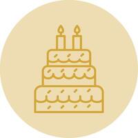 Cake Line Yellow Circle Icon vector