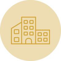 Building Line Yellow Circle Icon vector