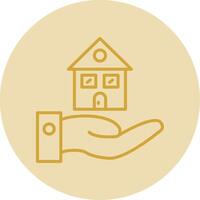 Property Insurance Line Yellow Circle Icon vector