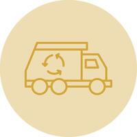 Trash Truck Line Yellow Circle Icon vector