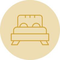 cama línea amarillo circulo icono vector