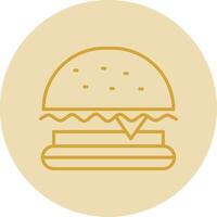 hamburguesa rápido comida línea amarillo circulo icono vector