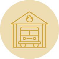 Fire Station Line Yellow Circle Icon vector