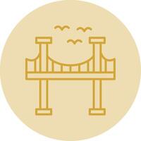 puente línea amarillo circulo icono vector