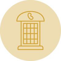 Phone Booth Line Yellow Circle Icon vector