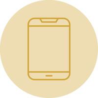 Mobile Phone Line Yellow Circle Icon vector