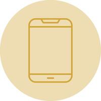 Mobile Phone Line Yellow Circle Icon vector