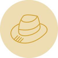 fedora línea amarillo circulo icono vector