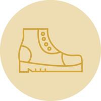 botas línea amarillo circulo icono vector