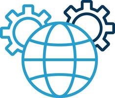 Global Management Line Blue Two Color Icon vector