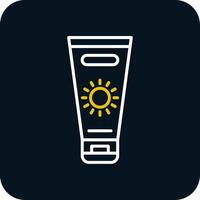 Sun Cream Line Red Circle Icon vector