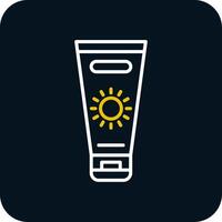 Sun Cream Line Red Circle Icon vector