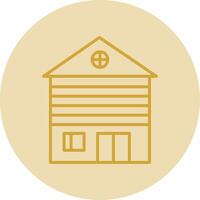 Wooden House Line Yellow Circle Icon vector