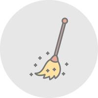 Broom Line Filled Light Icon vector