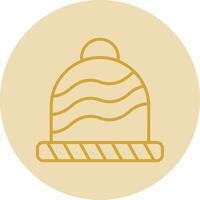 Wool Hat Line Yellow Circle Icon vector