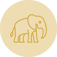 Elephant Line Yellow Circle Icon vector