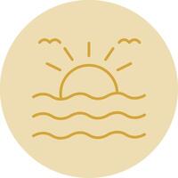 Sunrise Line Yellow Circle Icon vector