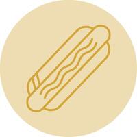 Hot Dog Line Yellow Circle Icon vector