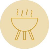 BBQ Grill Line Yellow Circle Icon vector