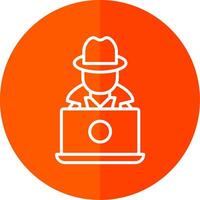 Hacker Line Red Circle Icon vector