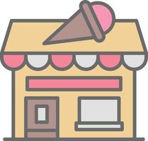 Ice Cream Shop Line Filled Light Icon vector