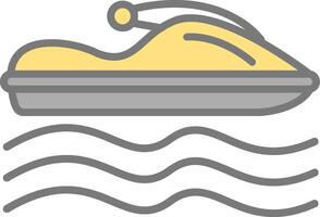 Jet Ski Line Filled Light Icon vector