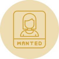 Wanted Line Yellow Circle Icon vector