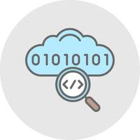 nube codificación línea lleno ligero icono vector