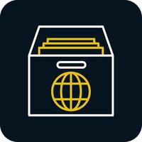 Global Archive Line Red Circle Icon vector
