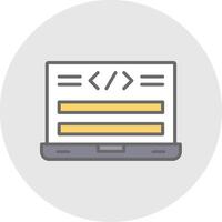 html código línea lleno ligero icono vector