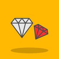 Diamond Filled Shadow Icon vector