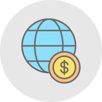 global economía línea lleno ligero icono vector